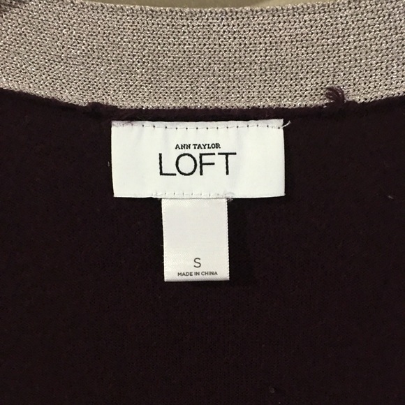Ann Taylor LOFT Women’s Burgundy and Metallic Silver Trim Open Front Cardigan S - Picture 3 of 6
